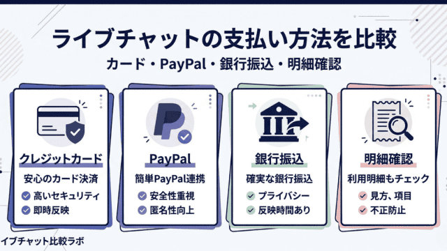 ライブチャットの支払い方法を比較した解説図解