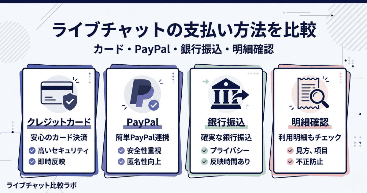 ライブチャットの支払い方法を比較した解説図解