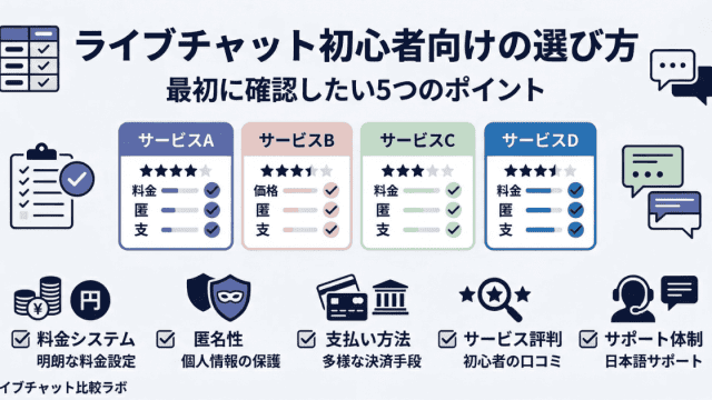 ライブチャット初心者向けの選び方を解説した比較図解