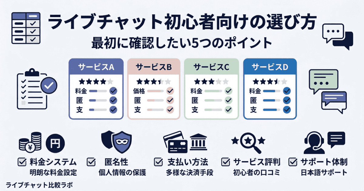 ライブチャット初心者向けの選び方を解説した比較図解